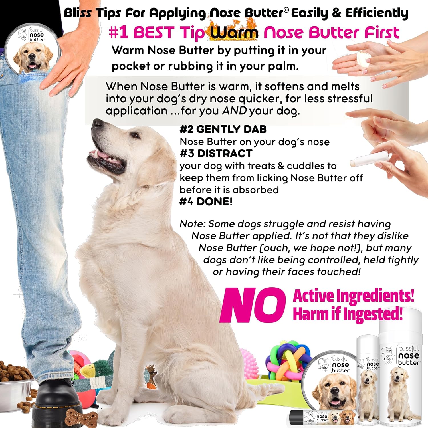 The Blissful Dog Golden Retreiver Unscented Nose Butter - Dog Nose Butter, 0.50 Ounce - Pet Explorer