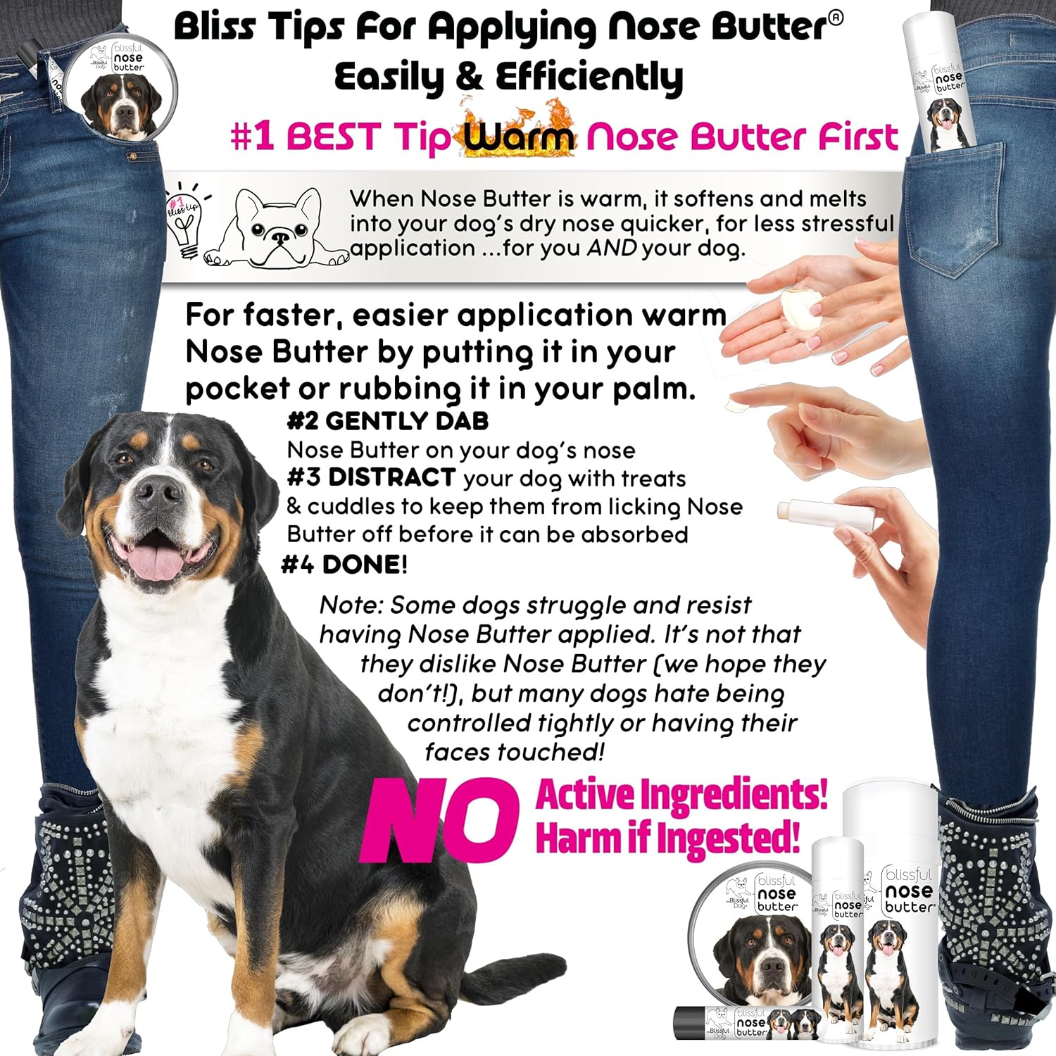 The Blissful Dog Greater Swiss Mountain Dog Unscented Nose Butter - Dog Nose Butter, 0.50 Ounce - Pet Explorer