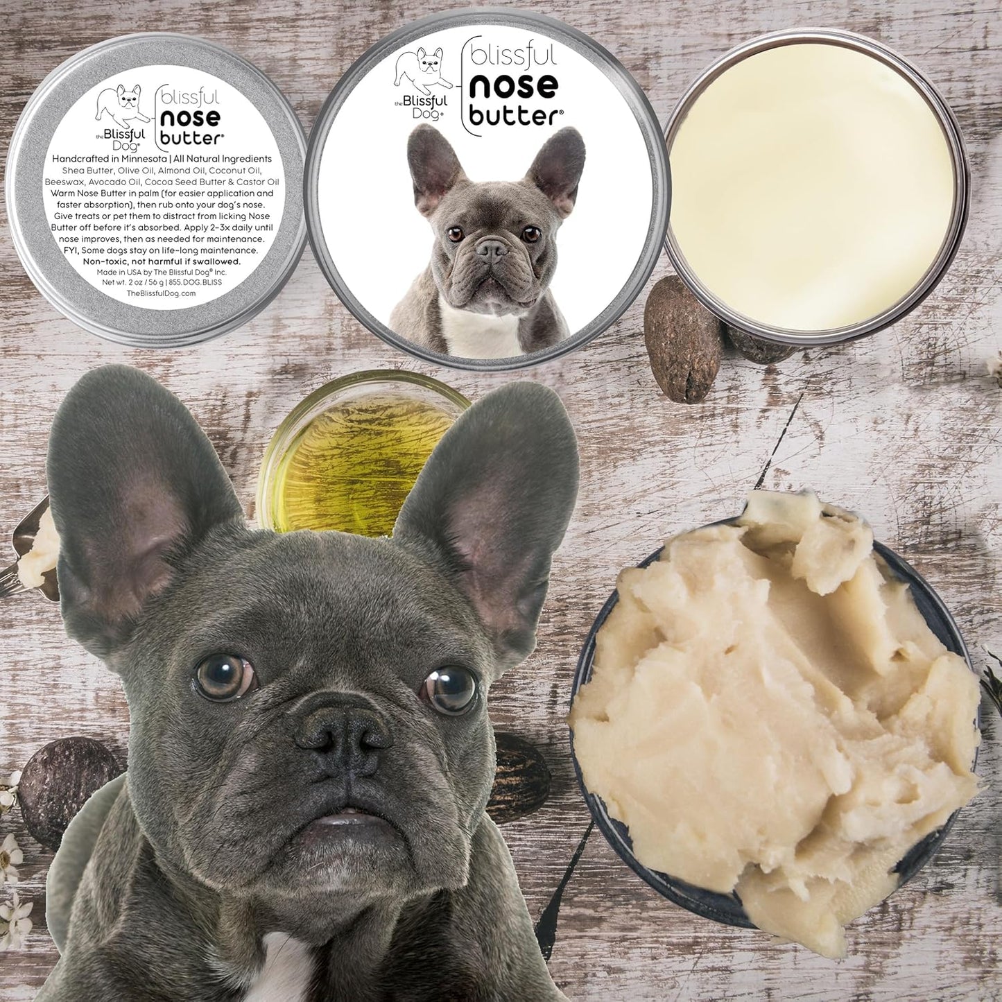 The Blissful Dog Blue French Bulldog Unscented Nose Butter, 16oz - Pet Explorer