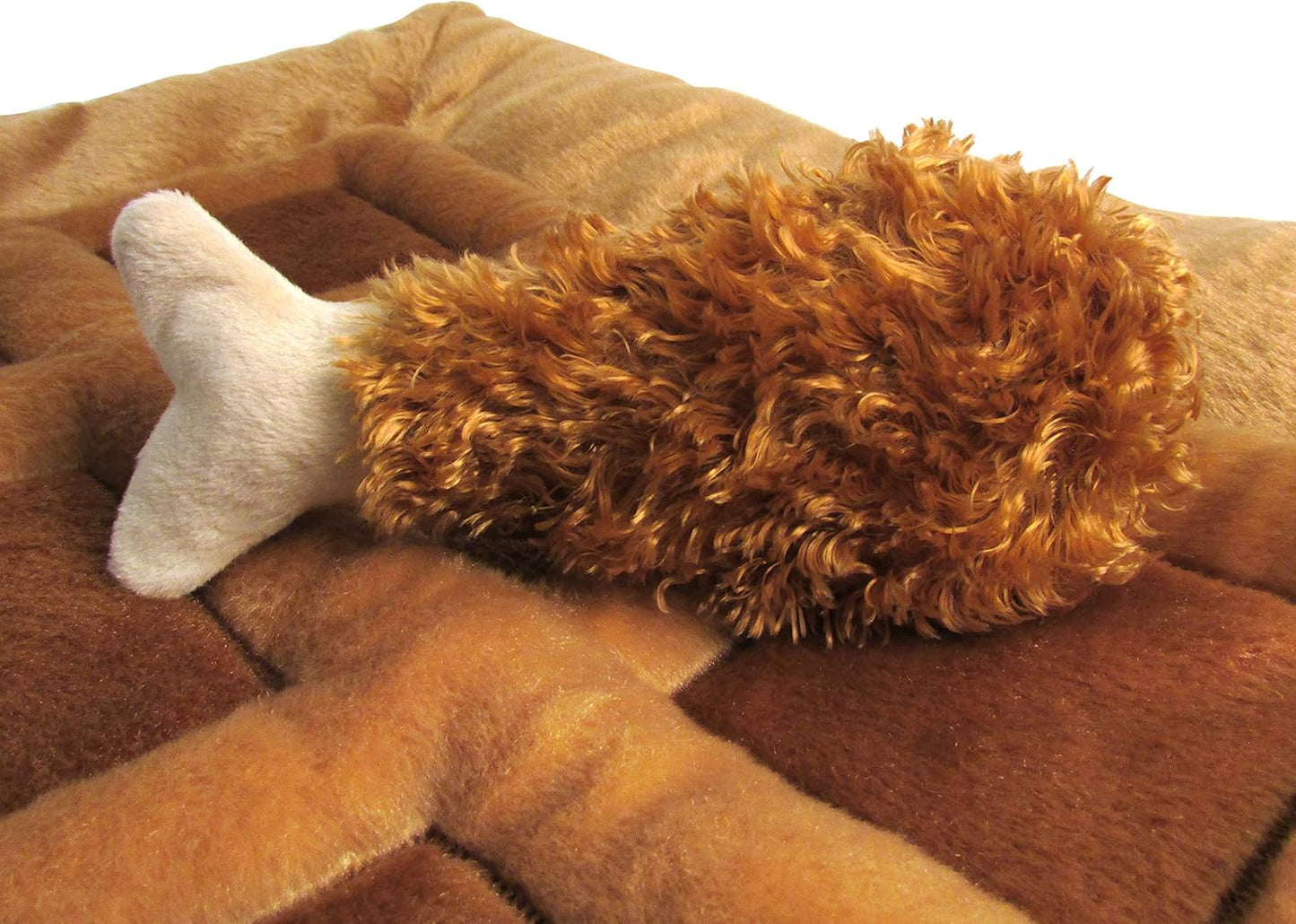 TONBO Soft Plush Small Cute and Cozy Chicken and Waffles Dog Cat Bed, Chicken Crinkle Toy Included, Washer and Dryer Friendly (Brown) - Pet Explorer