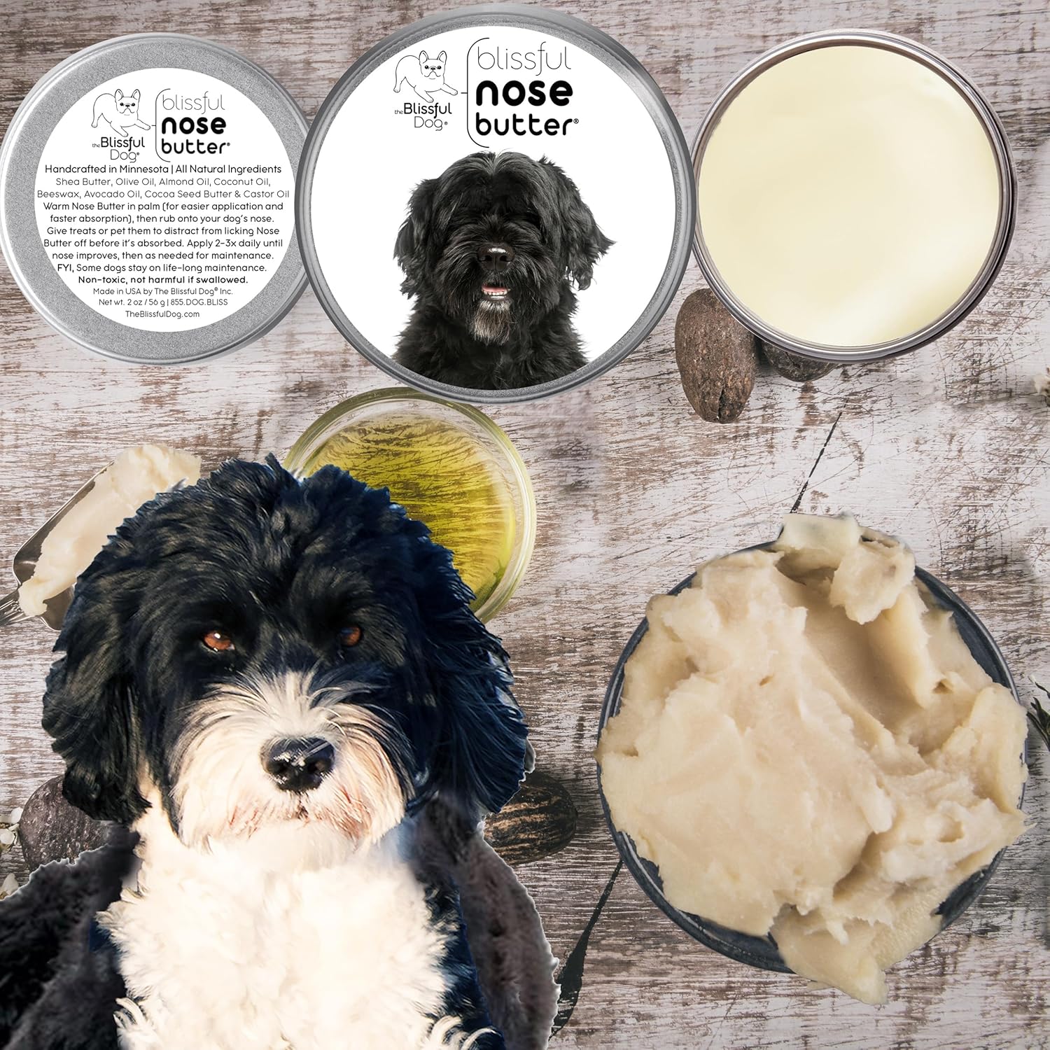 The Blissful Dog Portuguese Water Dog Unscented Nose Butter - Dog Nose Butter, 8 Ounce - Pet Explorer