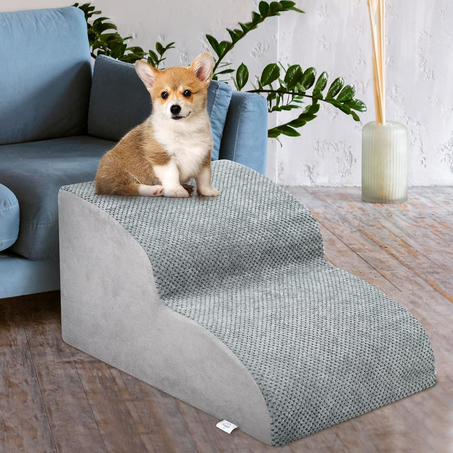 Dog Stairs for Small Dogs - High Density Foam Pet Steps, Extra Wide Dog Ramp with Non-Slip Bottom for High Beds, Couch and Sofa, Best for Dogs Injured, Older Doggy Cats - Pet Explorer