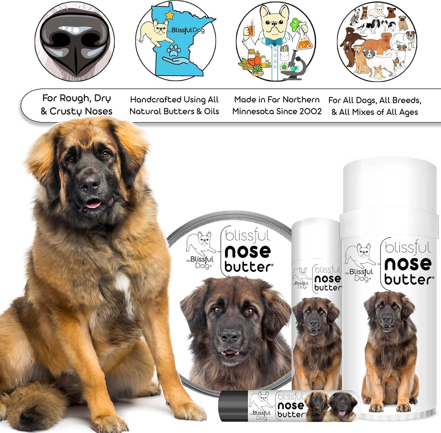 The Blissful Dog Leonberger Unscented Nose Butter - Dog Nose Butter, 16 Ounce - Pet Explorer