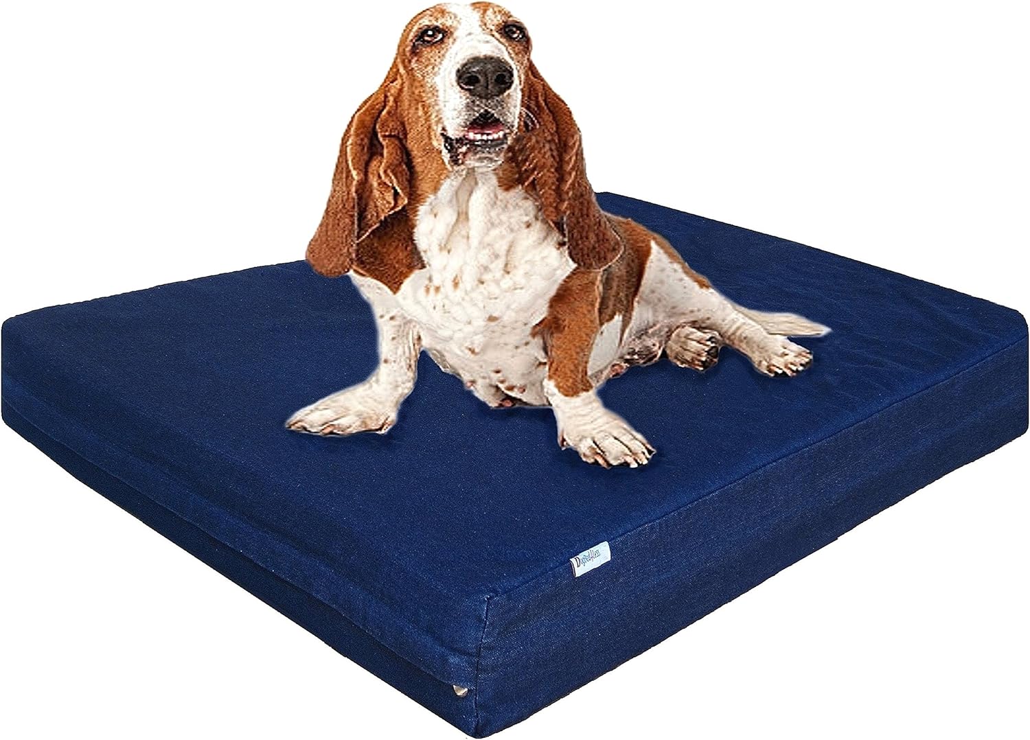Dogbed4less Large Orthopedic Memory Foam Dog Bed for Medium to Large Dogs with Durable Waterproof Internal Case, Removable Washable Denim Cover + Bonus Pet Bed Cover, 41X27X4 Fit 42X28 Dog Crate, Blue - Pet Explorer