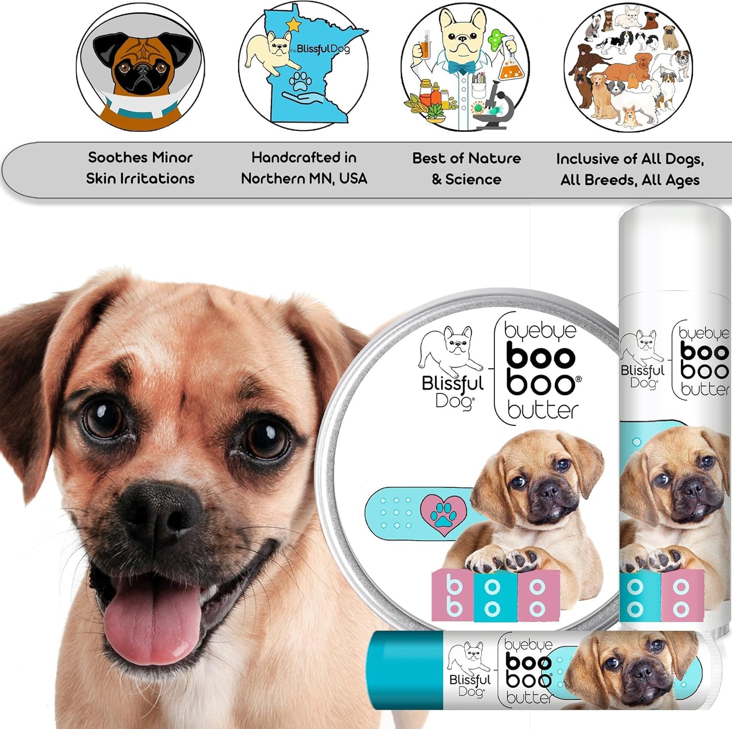 The Blissful Dog Puggle Boo Boo Butter, 2-Ounce - Pet Explorer