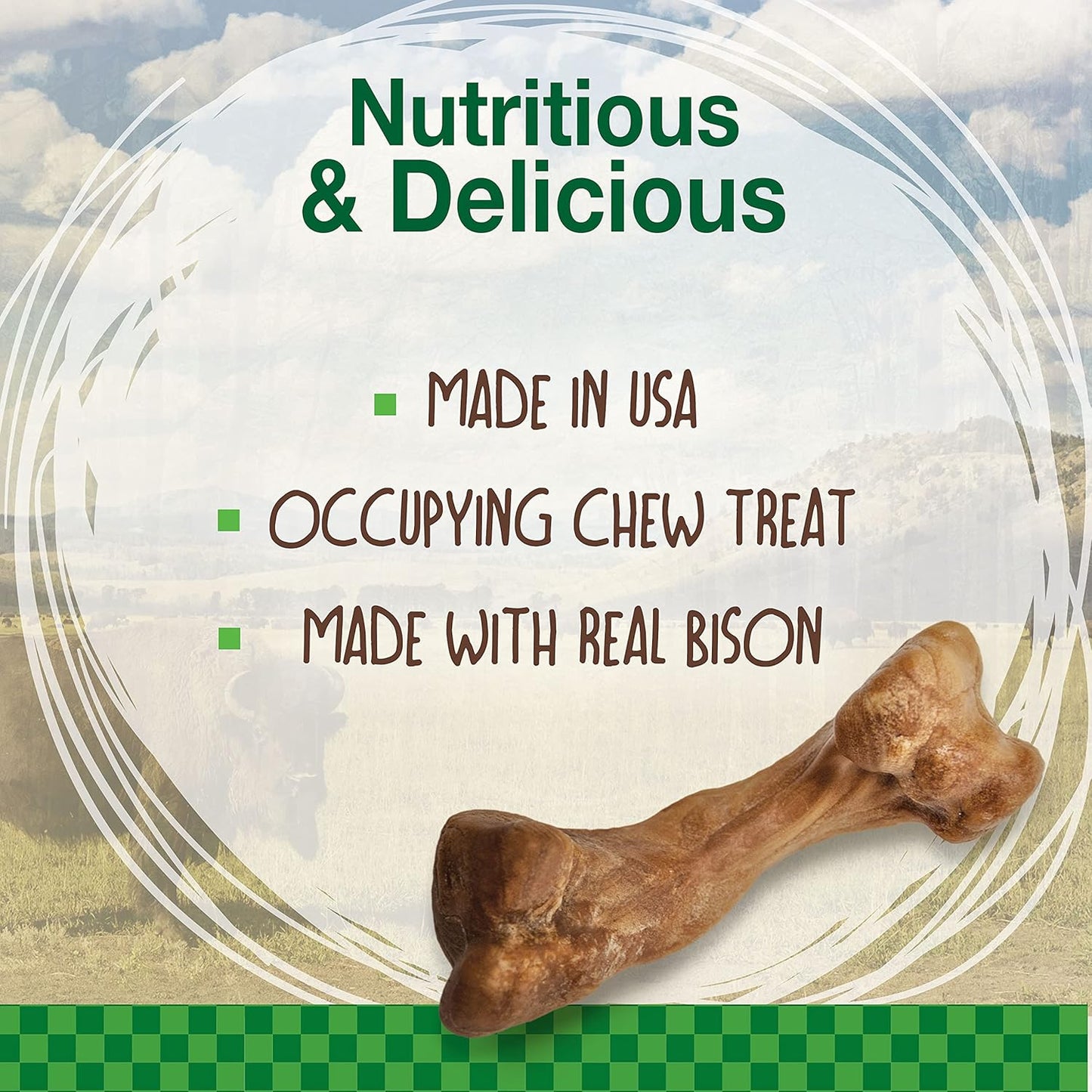 Nylabone Healthy Edibles WILD Natural Dog Chew Treats, Bison Flavor, Small Dogs Up to 20 lbs - Made in USA (16 Count)