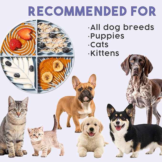 Awoo Paradise Silicone Dog & Cat Lick Mat & Slow Feeder with Suction Cups, Non-Slip, Dishwasher Safe, Extend Mealtime, Reduce Anxiety (Sky)
