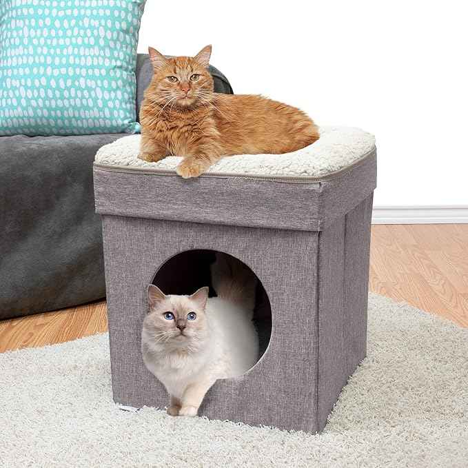 Kitty City Indoor Cat Cube Furniture, Tan Cube