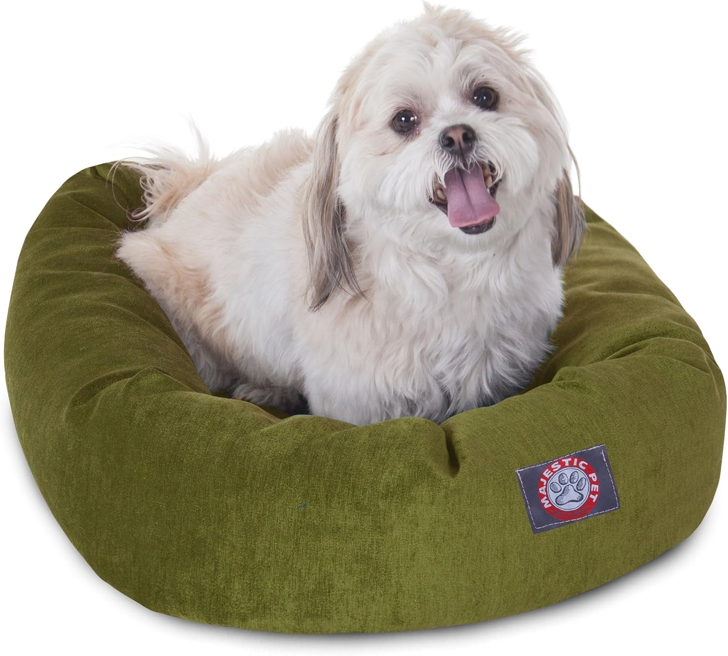 Majestic Pet 24 Inch Micro Velvet Calming Dog Bed Washable 24x19x7 (inch) – Cozy Soft Round Donut Dog Bed with Spine for Head Support - Pet Bed Small – Fern (2025) - Pet Explorer