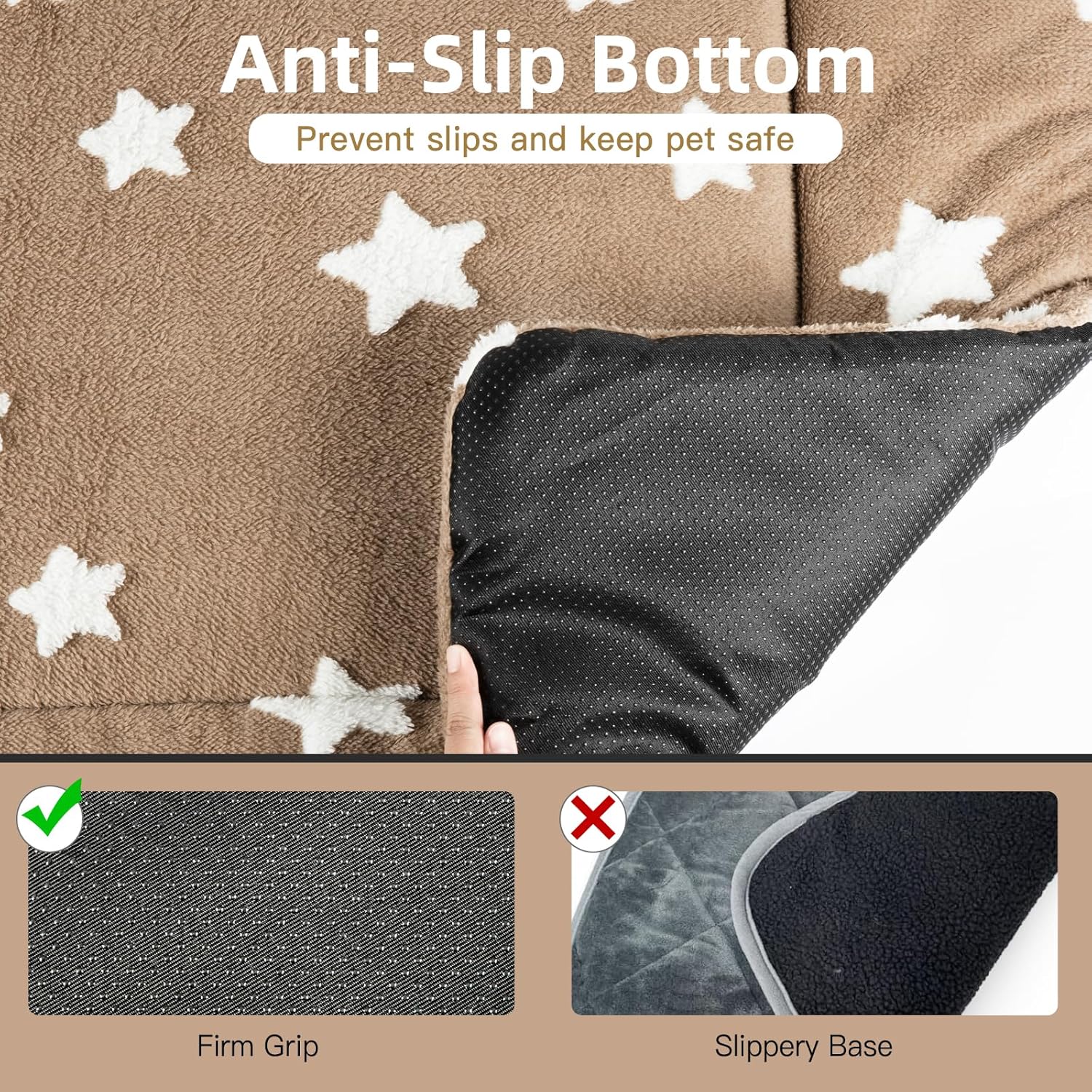Mora Pets Dog Crate Pad Dog Kennel Bed Mat for Large Dogs Washable Cute Star Pet Bed for 36 inch Cage Ultra Soft Flat Puppy Cat Cushion for Cozy Sleeping Anti-Slip Brown 36 x 23 - Pet Explorer