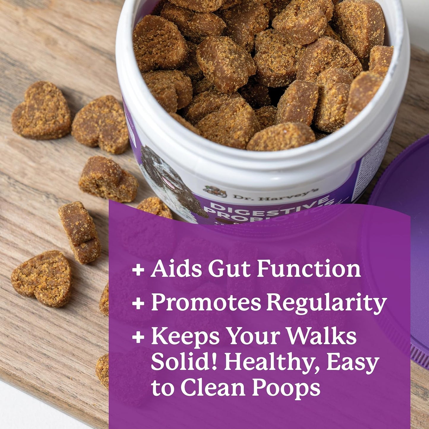Dr. Harvey's Digestive Probiotic Soft Chews for Dogs, 7 Probiotics for Gut Health, Diarrhea and Bowel Support, Peanut Butter Flavor (90 Chews) - Pet Explorer