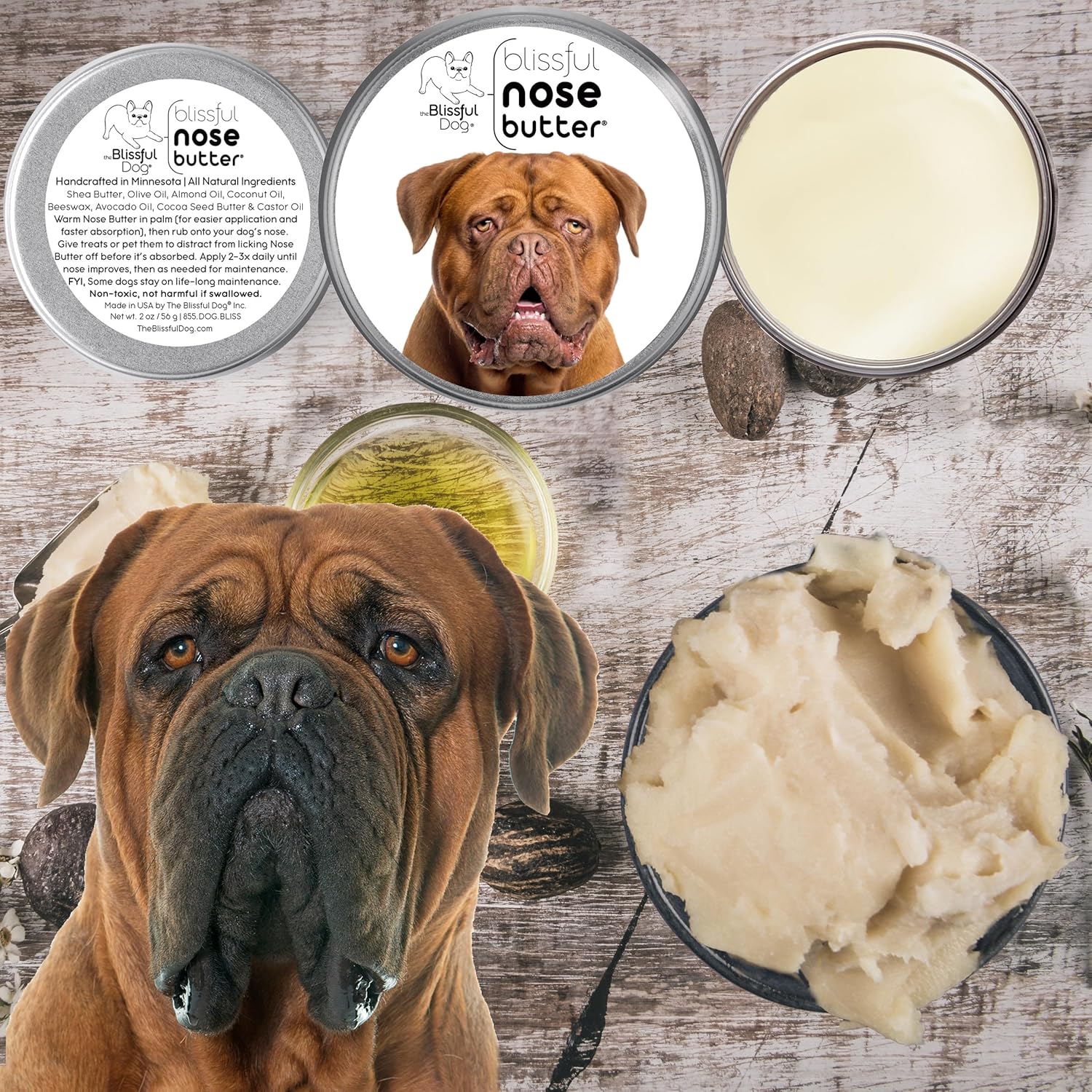 The Blissful Dog Dogue De Bordeaux Unscented Nose Butter - Dog Nose Butter, 4 Ounce - Pet Explorer