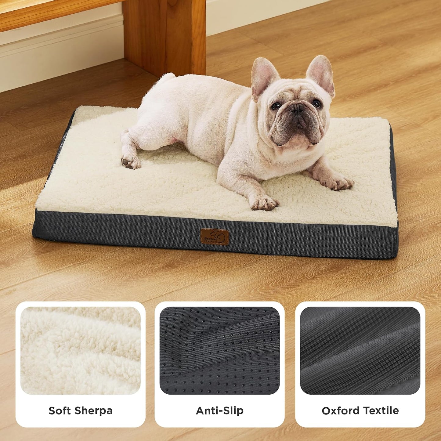 Bedsure Dog Bed Medium Size Dog - Orthopedic Flat Puppy Beds with Removable Washable Cover, Egg Crate Foam Pet Mat, Suitable for Pet Up to 35 lbs - Pet Explorer