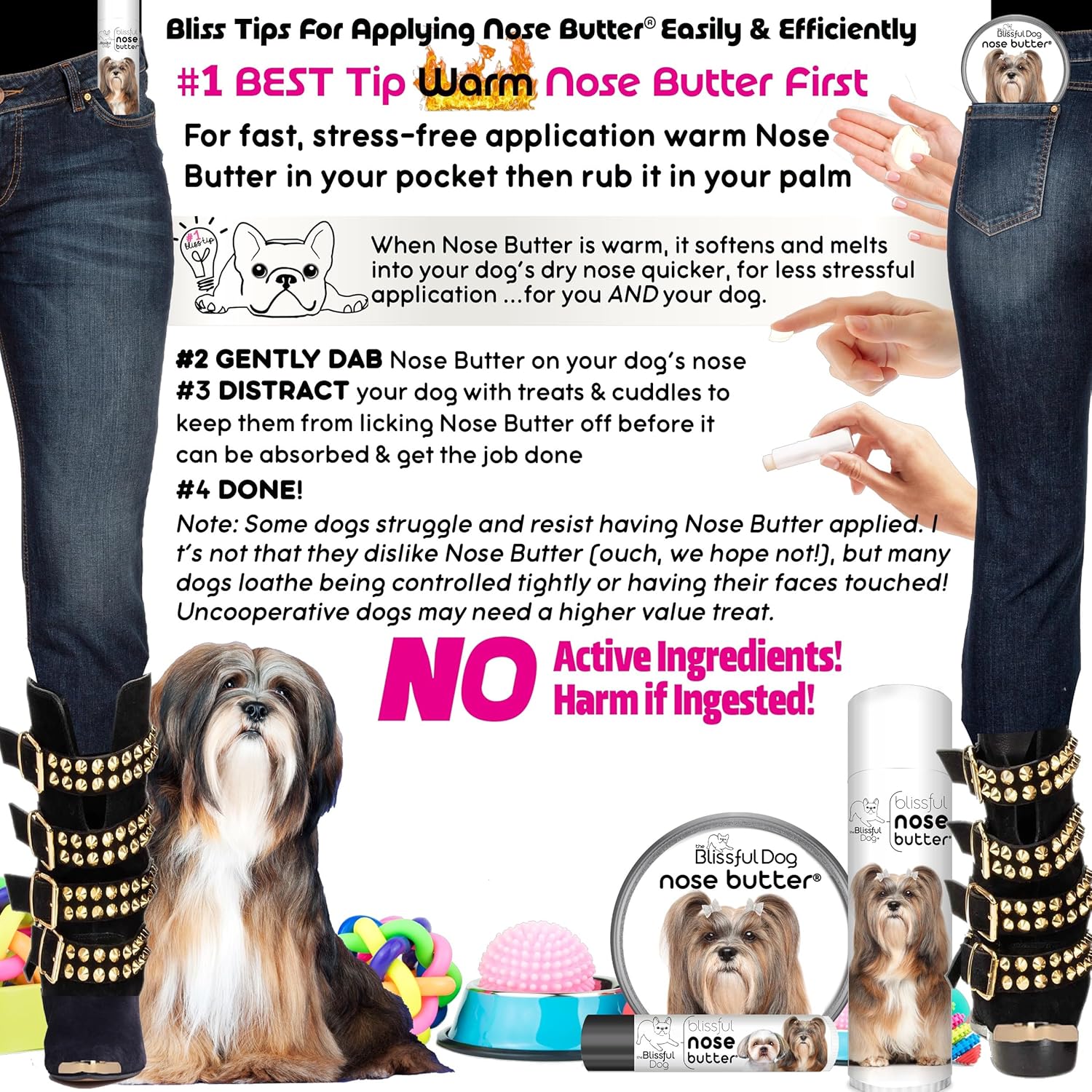 The Blissful Dog Lhasa Apso Nose Butter for Dry, Cracked Skin, Lick-Safe Dog Nose Balm with Moisturizing Shea Butter, Almond, Olive, and Essential Oils, Pet Supplies, Uncented, 2 oz. - Pet Explorer