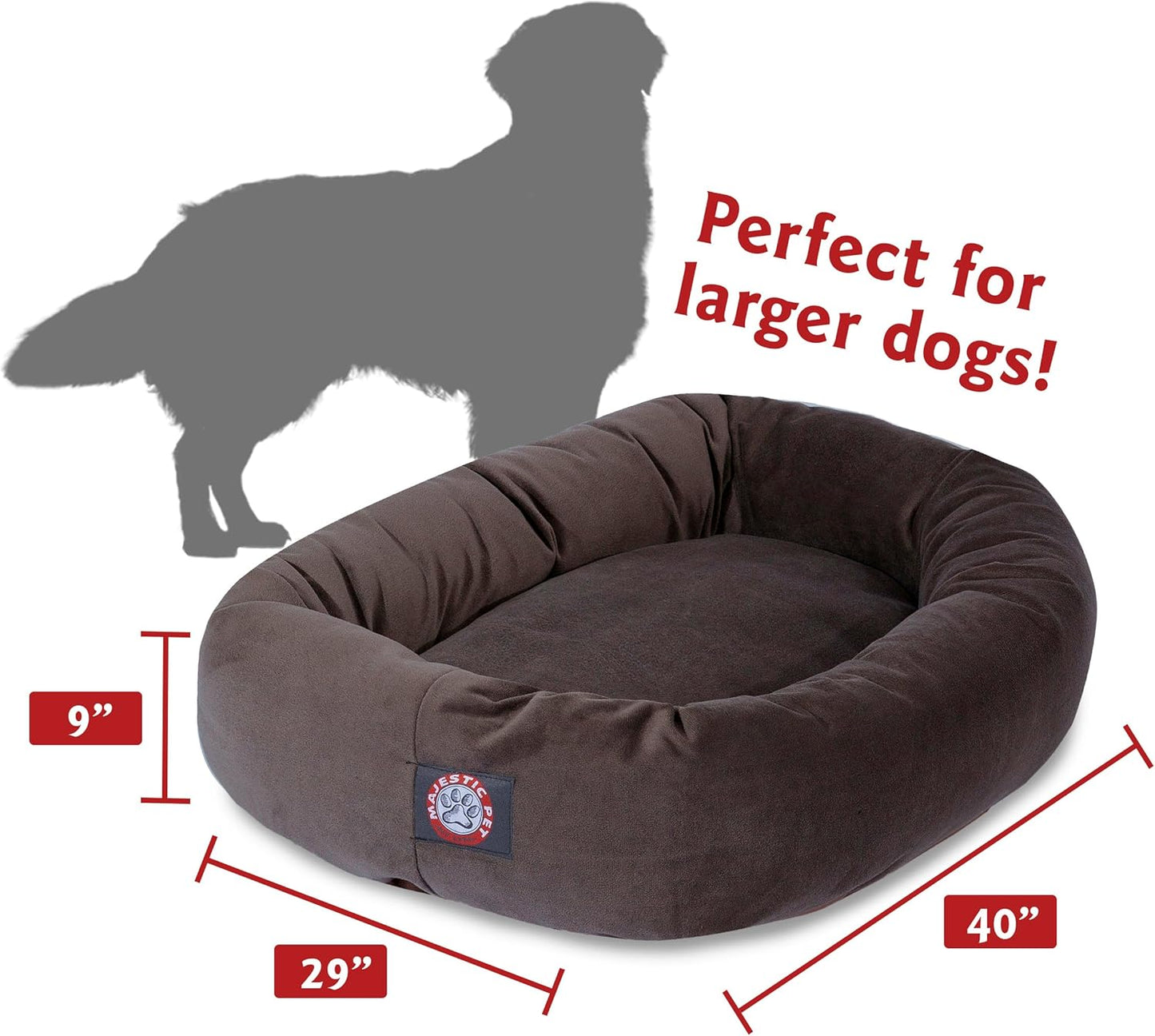 Majestic Pet Villa 32 Inch Shredded Memory Foam Dog Bed for Medium Sized Dogs 32x23x7 Inch–Orthopedic Dog Bed - Durable Pet Bed - Washable Medium Pet Bed with Head Support-Navy - Pet Explorer
