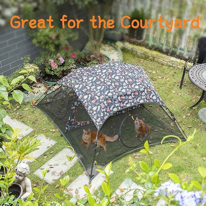 Outdoor Cat Play Tent for Indoors and Outdoors (X- Large Portable Pet House, Outdoor Cat Enclosure for Cats, Rabbits and Small Animals Easy to Connect with Run Tunnels, Cubes (Patented)
