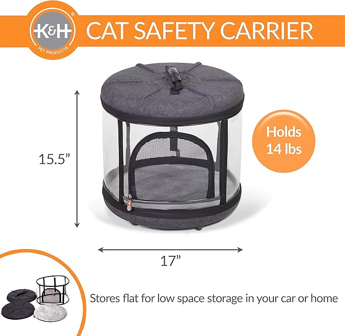K&H Pet Products Mod Capsule Soft-Sided Pet Carrier for Cats Clear 17 X 17 X 15.5 Inches
