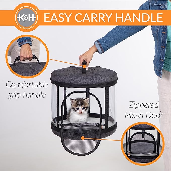 K&H Pet Products Mod Capsule Soft-Sided Pet Carrier for Cats Clear 17 X 17 X 15.5 Inches