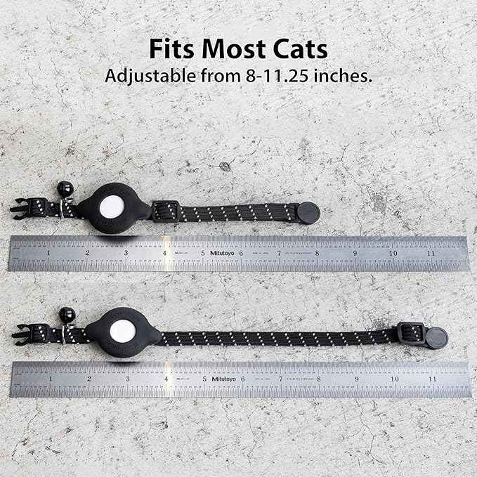 AirTag Cat Collar Breakaway - TagVault™ - Secure AirTag Cat Collar, Ultra-Compact, Doesn't Dangle, Refelective, Bell | Elevation Lab (with Collar)