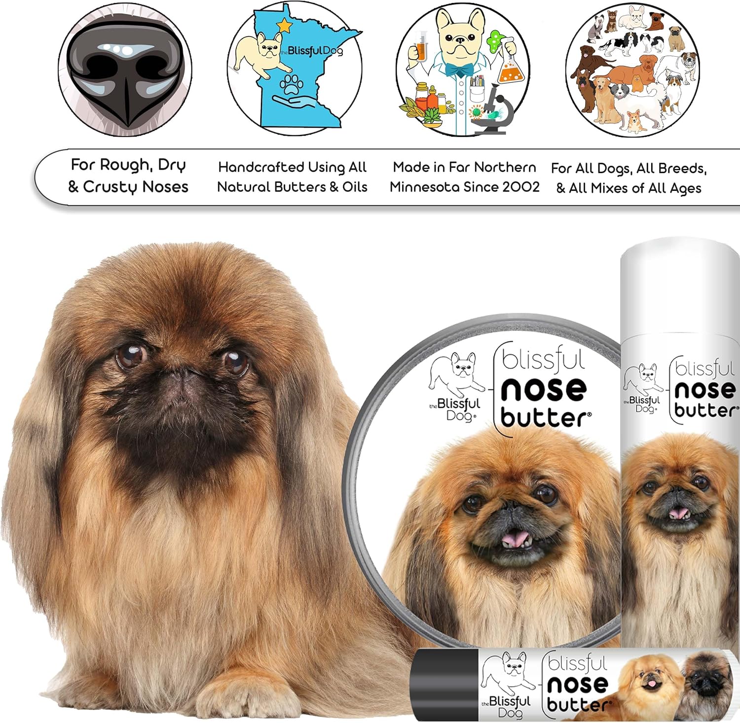 The Blissful Dog Pekingese Unscented Nose Butter - Dog Nose Butter, 2 Ounce - Pet Explorer