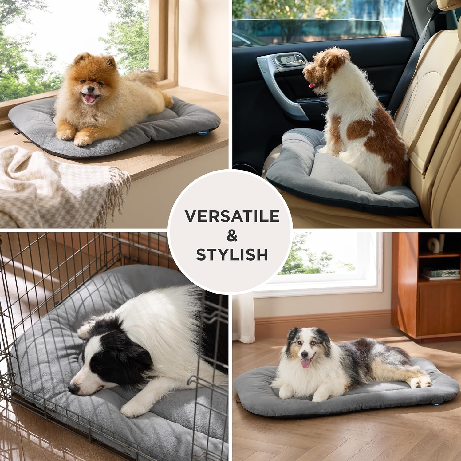 Bedsure Washable Dog Crate Pad for Extra Large Dogs, Anti-Slip Puppy Kennel Dog Bed for Crate - Ultra Soft Fleece Flat Thin Pet Mat (Not Chew Proof), Light Grey XXL 47"x29" - Pet Explorer