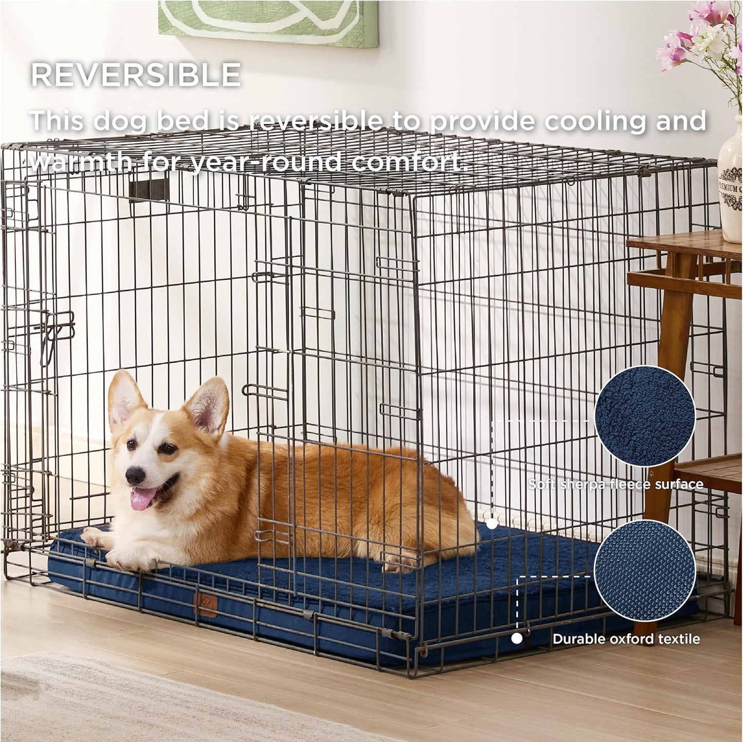 Bedsure Large Dog Bed for Crate - Orthopedic Flat Pet Beds with Removable Washable Cover, Egg Crate Foam Crate Mat, Suitable for Pet Up to 50 lbs - Pet Explorer