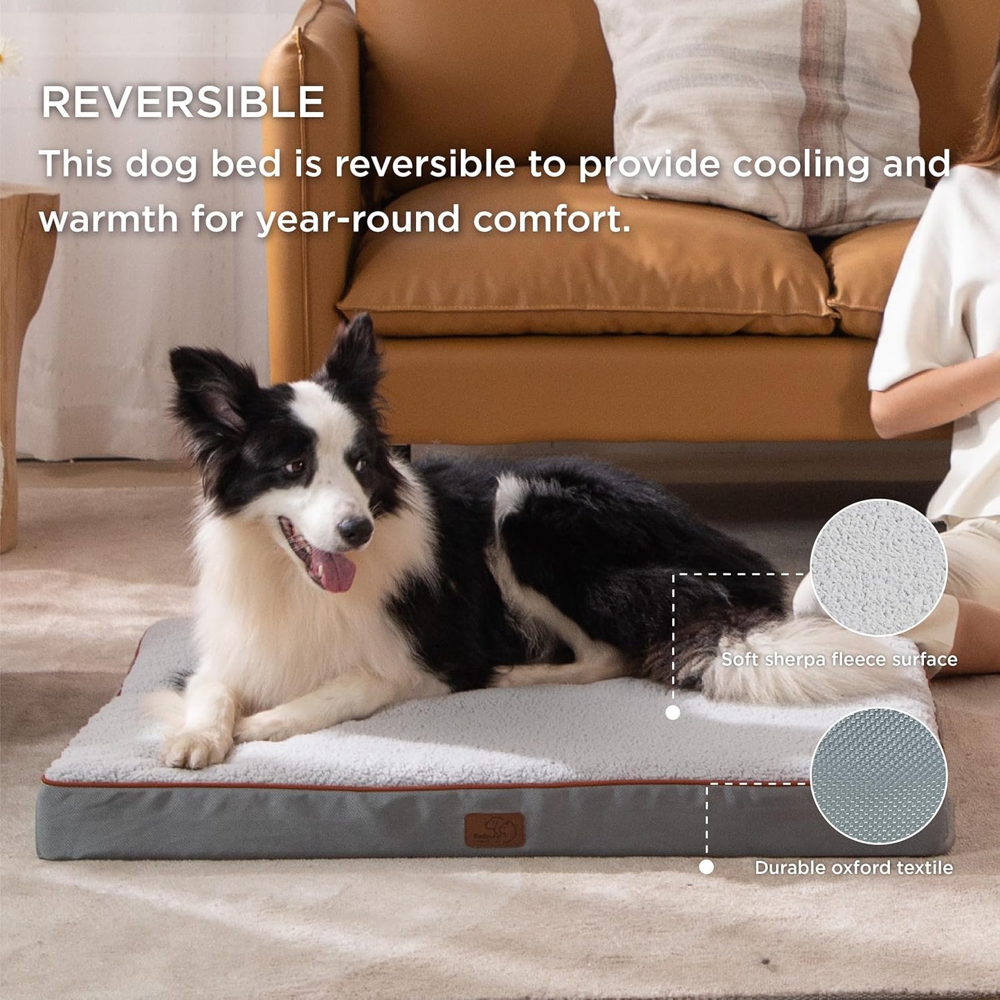 Bedsure XL Dog Beds Large Sized Dog -Orthopedic Flat Extra Large Pet Beds with Removable Washable Cover, Egg Crate Foam Mat, Suitable for Pet Up to 100 lbs - Pet Explorer