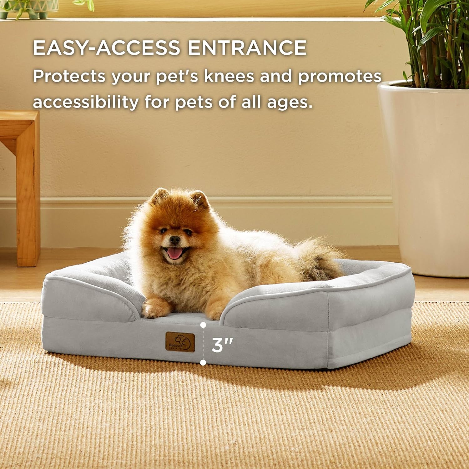 Bedsure Orthopedic Dog Beds for Small Dogs - Washable Small Dog Cat Bed Waterproof, Comfort Pet Couch Sofa with Washable Removable Cover, Pets Bed with Nonskid Bottom, Light Grey, 24" - Pet Explorer