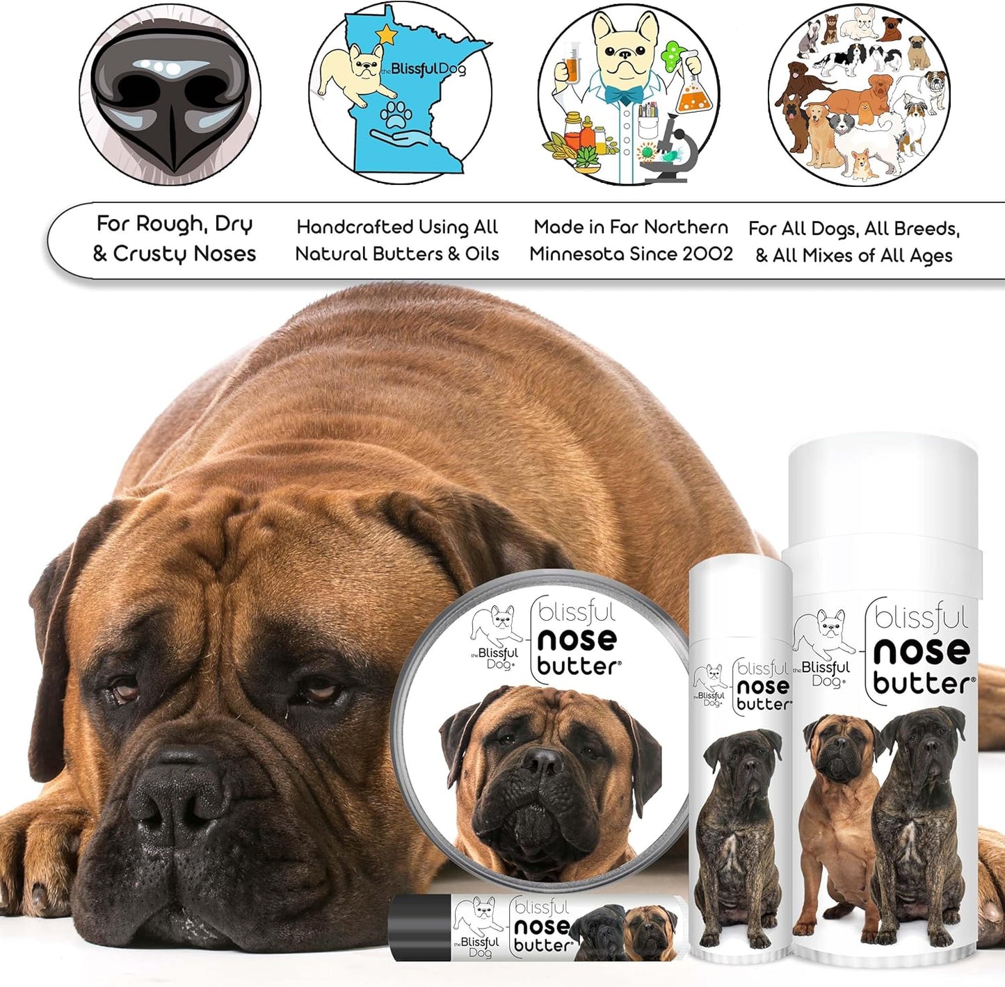 The Blissful Dog Bullmastiff Unscented Nose Butter, 16oz - Pet Explorer