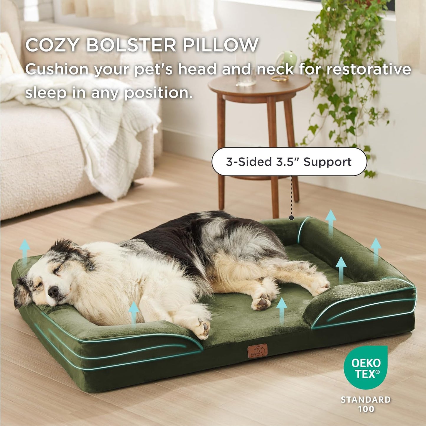 Bedsure XL Orthopedic Dog Bed for Extra Large Dogs - Washable XLarge Dog Cat Bed Waterproof, Comfort Dogs Couch Sofa with Washable Removable Cover, Pet Bed with Nonskid Bottom, Moss Green, 42" - Pet Explorer