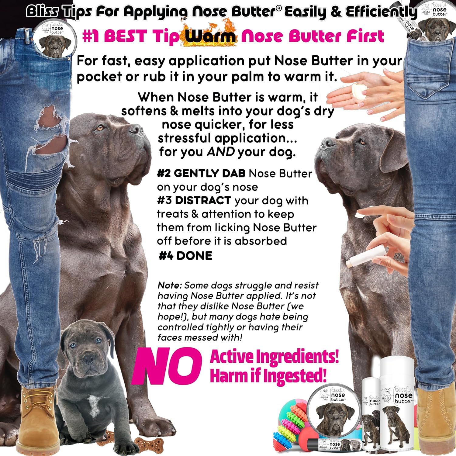 The Blissful Dog Cane Corso Nose Butter for Dry, Cracked Skin, Lick-Safe Dog Nose Balm with Moisturizing Shea Butter, Almond, Olive, and Essential Oils, Pet Supplies, Uncented, 4 oz. - Pet Explorer