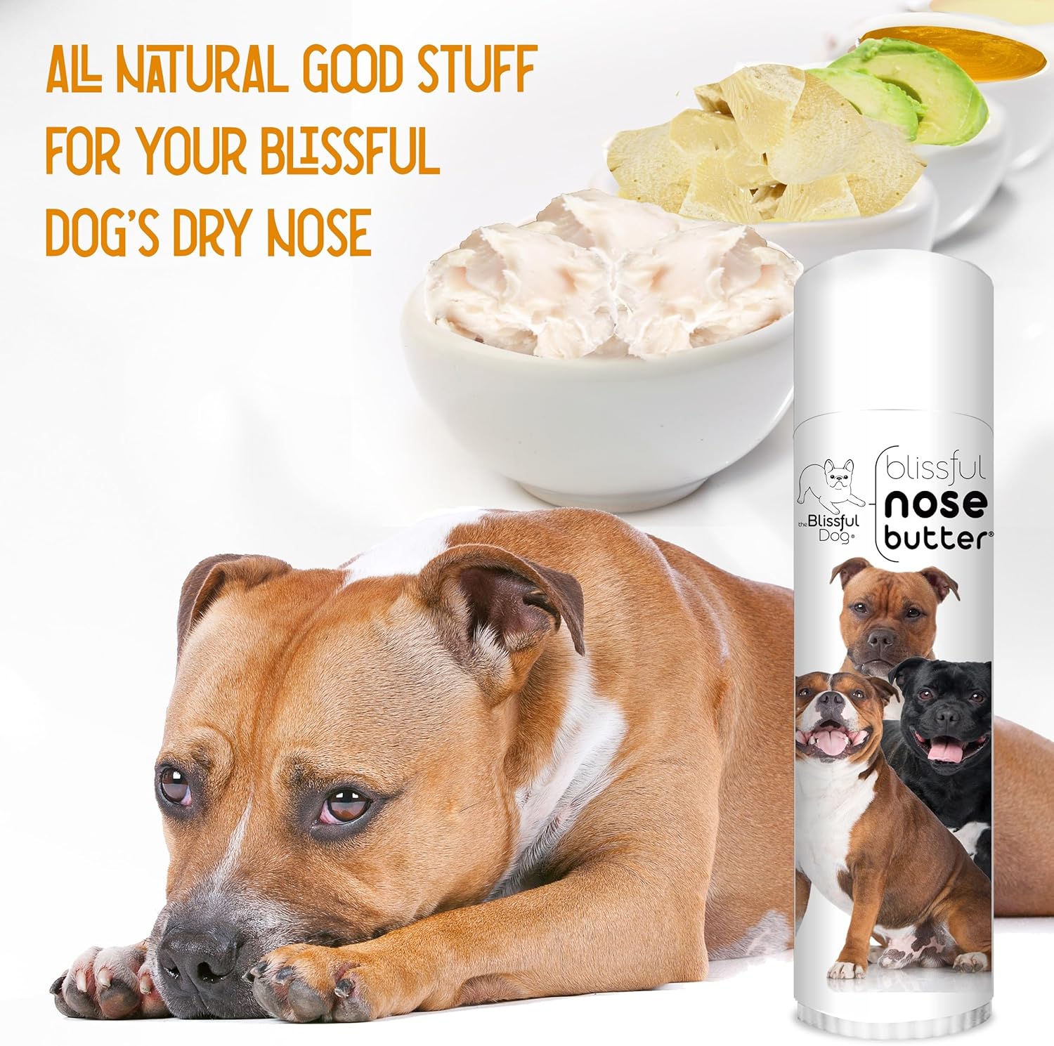 The Blissful Dog Staffordshire Pitbull Terrier Unscented Nose Butter - Dog Nose Butter, 0.50 Ounce - Pet Explorer
