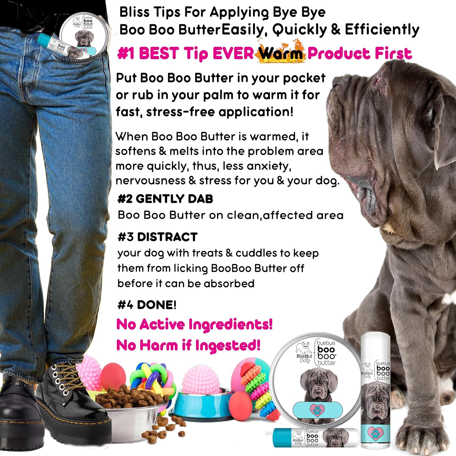 The Blissful Dog .50 oz Tube Neapolitan Mastiff Booboo Butter - Pet Explorer