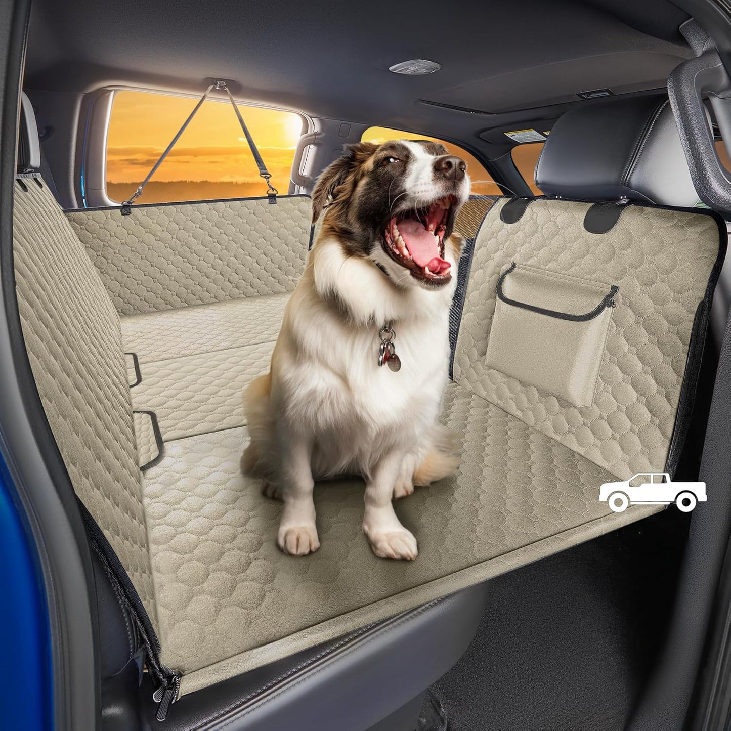 SHARLOVY XL Truck Back Seat Extender for Dogs, Large Hard Bottom Dog Car Seat Cover for Back Seat, Heavy Duty Dog Car Hammock, Waterproof Pet Seat Covers for Trucks, F150, Ram1500 and Large SUV - Pet Explorer
