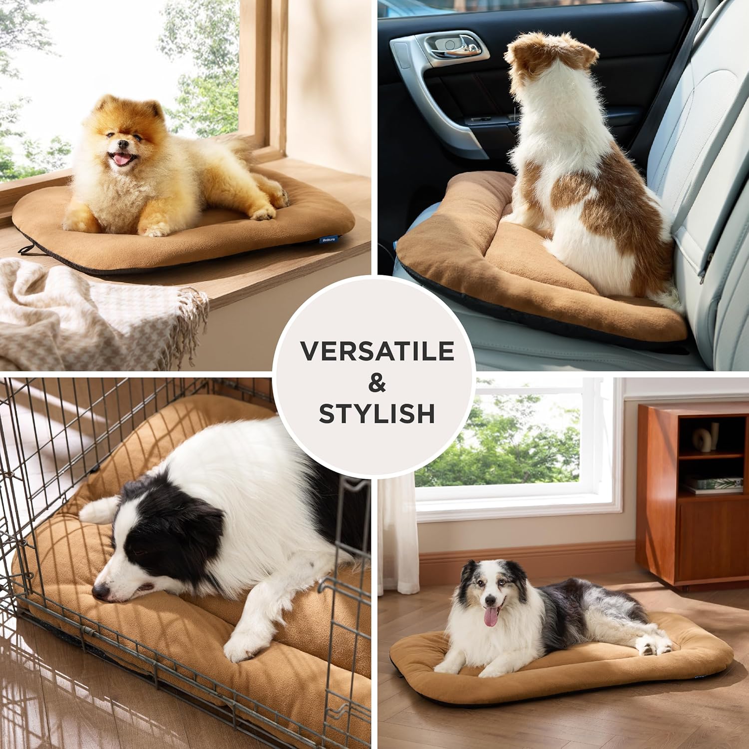 Bedsure Washable Dog Crate Pad for Extra Large Dogs, Anti-Slip Puppy Kennel Dog Bed for Crate - Ultra Soft Fleece Flat Thin Pet Mat (Not Chew Proof), Brown XL 41"x27" - Pet Explorer