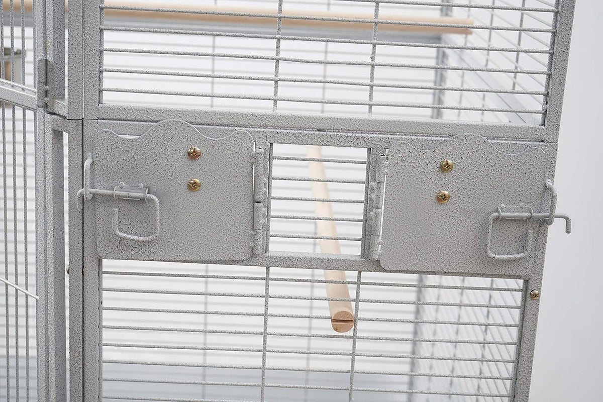 Corner Bird Cage for Cockatiel Parakeet Black and White (White Vein)