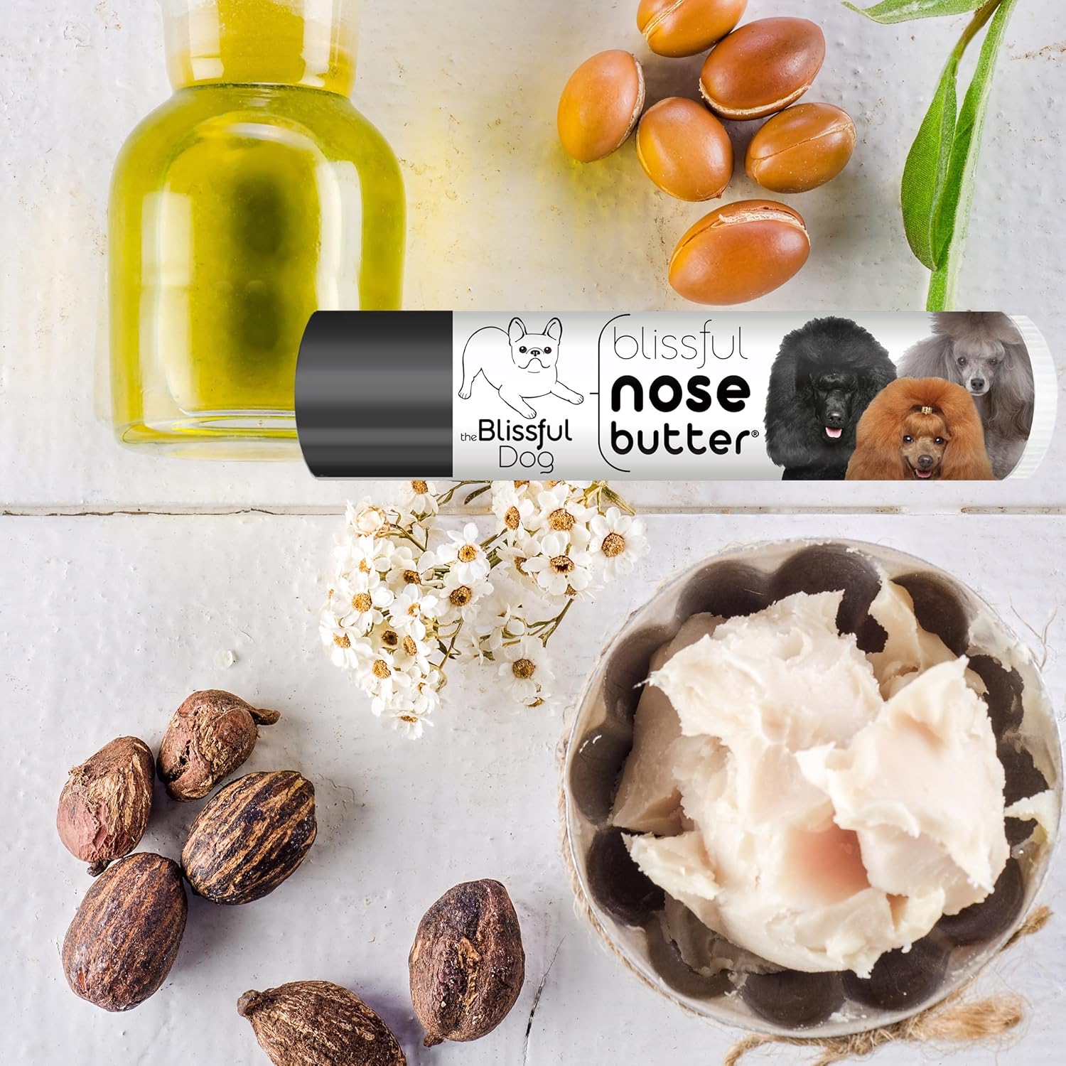 The Blissful Dog Poodle Nose Butter for Dry, Cracked Skin, Lick-Safe Dog Nose Balm with Moisturizing Shea Butter, Almond, Olive, and Essential Oils, Pet Supplies, Uncented, 0.15 oz. - Pet Explorer
