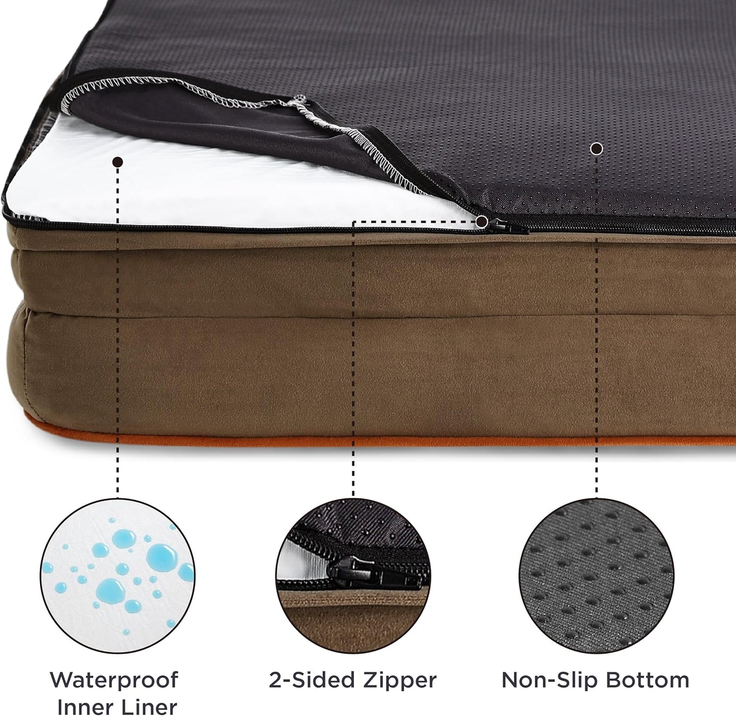 Bedsure Orthopedic Dog Bed for Extra Large Dogs - XL Washable Dog Sofa Beds Large, Supportive Foam Pet Couch Bed with Removable Washable Cover, Waterproof Lining and Nonskid Bottom, Brown - Pet Explorer