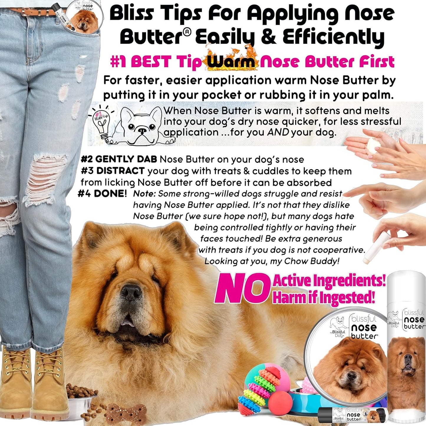 The Blissful Dog Chow Nose Butter for Dry, Cracked Skin, Lick-Safe Dog Nose Balm with Moisturizing Shea Butter, Almond, Olive, and Essential Oils, Pet Supplies, Uncented, 0.50 oz. - Pet Explorer