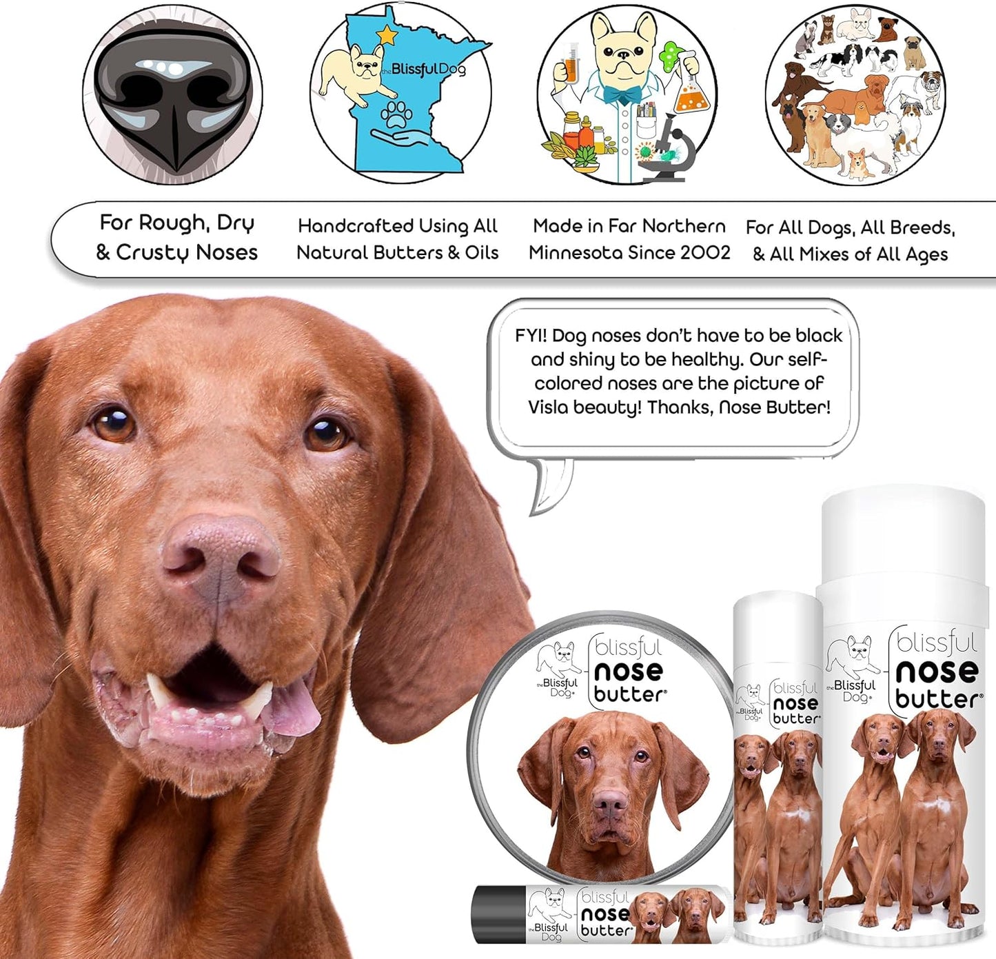 The Blissful Dog Vizsla Unscented Nose Butter - Dog Nose Butter, 1 Ounce - Pet Explorer