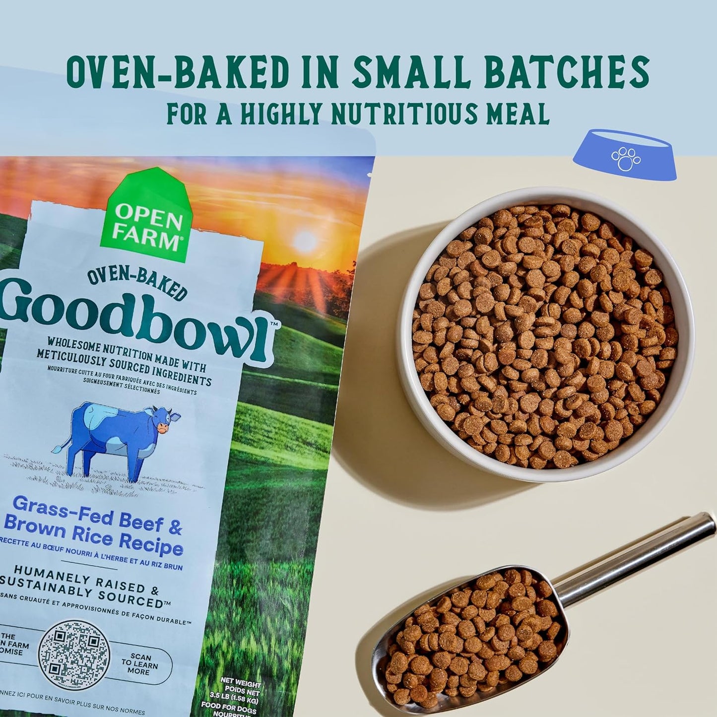 Open Farm Goodbowl, Oven-Baked Small Batch Dry Dog Food - Grass-Fed Beef & Brown Rice Recipe, Includes Non-GMO Produce & Grains, 22lb Bag (352oz Bag) - Pet Explorer