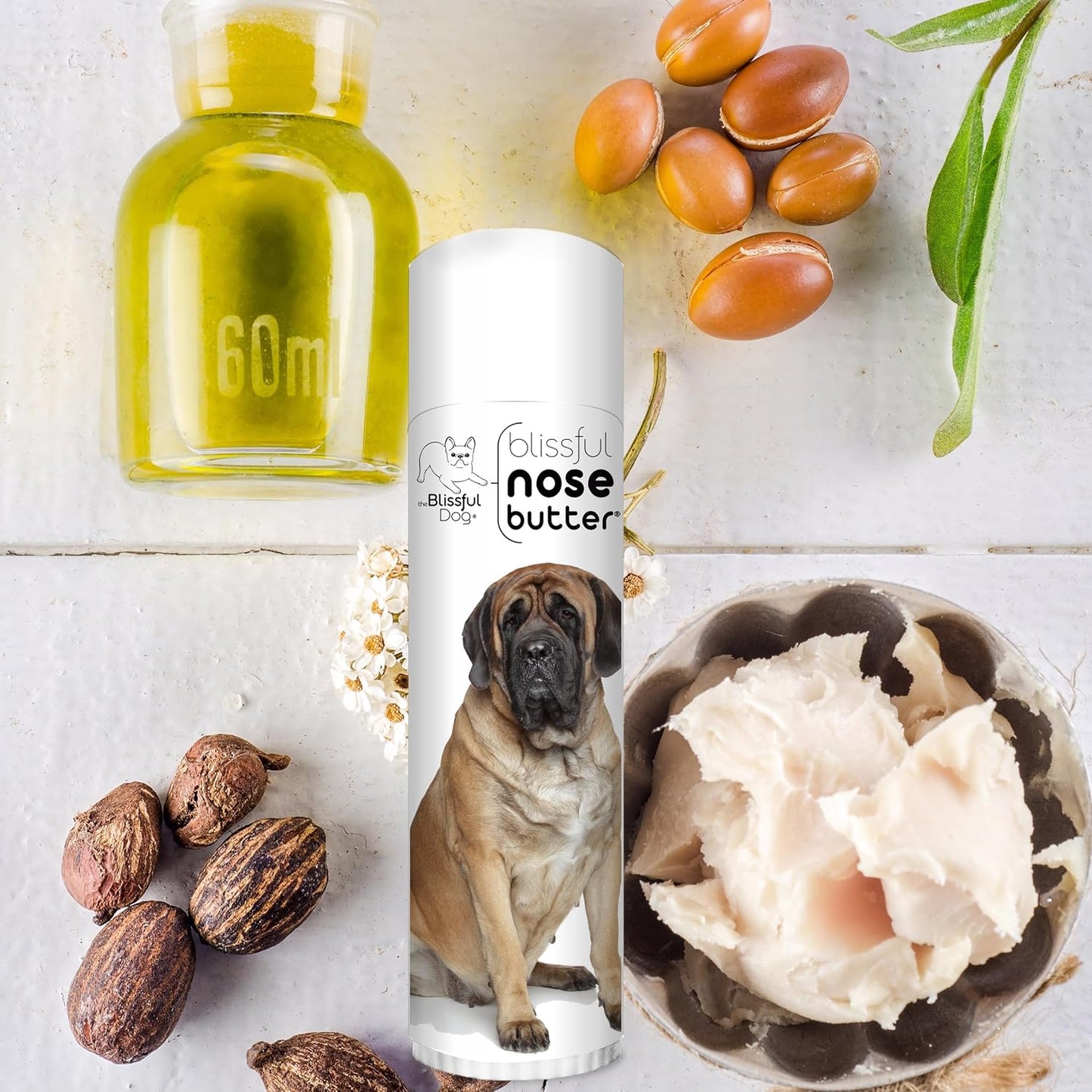 The Blissful Dog Mastiff Nose Butter for Dry, Cracked Skin, Lick-Safe Dog Nose Balm with Moisturizing Shea Butter, Almond, Olive, and Essential Oils, Pet Supplies, Uncented, 0.50 oz. - Pet Explorer