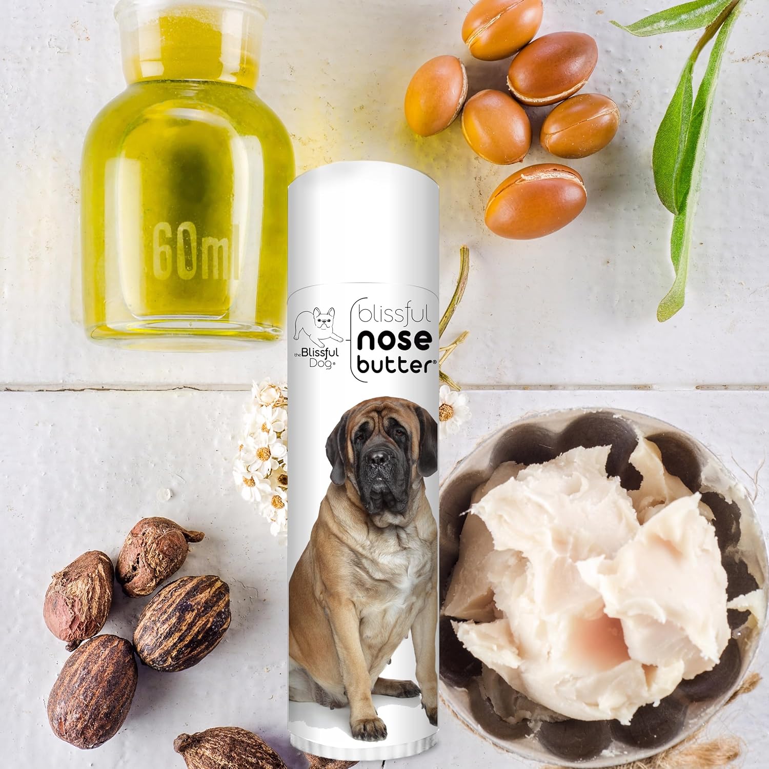The Blissful Dog Mastiff Nose Butter for Dry, Cracked Skin, Lick-Safe Dog Nose Balm with Moisturizing Shea Butter, Almond, Olive, and Essential Oils, Pet Supplies, Uncented, 0.50 oz. - Pet Explorer