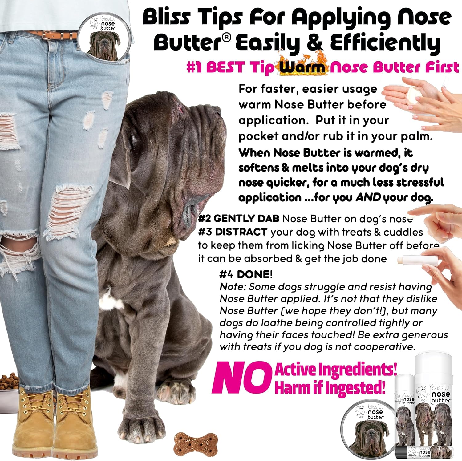 The Blissful Dog Neapolitan Mastiff Nose Butter for Dry, Cracked Skin, Lick-Safe Dog Nose Balm with Moisturizing Shea Butter, Almond, Olive, and Essential Oils, Pet Supplies, Uncented, 4 oz. - Pet Explorer