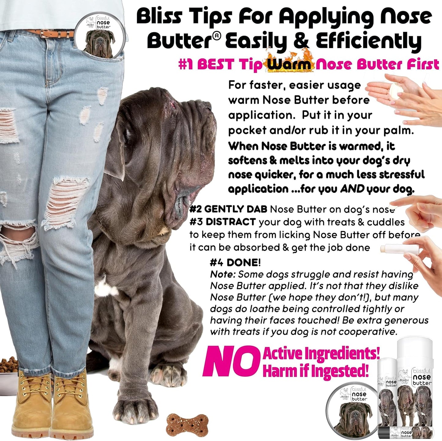 The Blissful Dog Neapolitan Mastiff Nose Butter for Dry, Cracked Skin, Lick-Safe Dog Nose Balm with Moisturizing Shea Butter, Almond, Olive, and Essential Oils, Pet Supplies, Uncented, 2 oz. - Pet Explorer