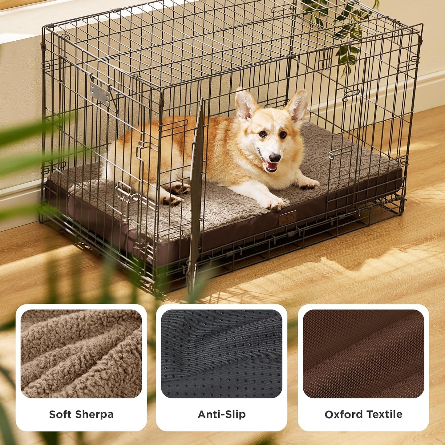 Bedsure Large Dog Bed for Crate - Orthopedic Flat Pet Beds with Removable Washable Cover, Egg Crate Foam Crate Mat, Suitable for Pet Up to 50 lbs - Pet Explorer