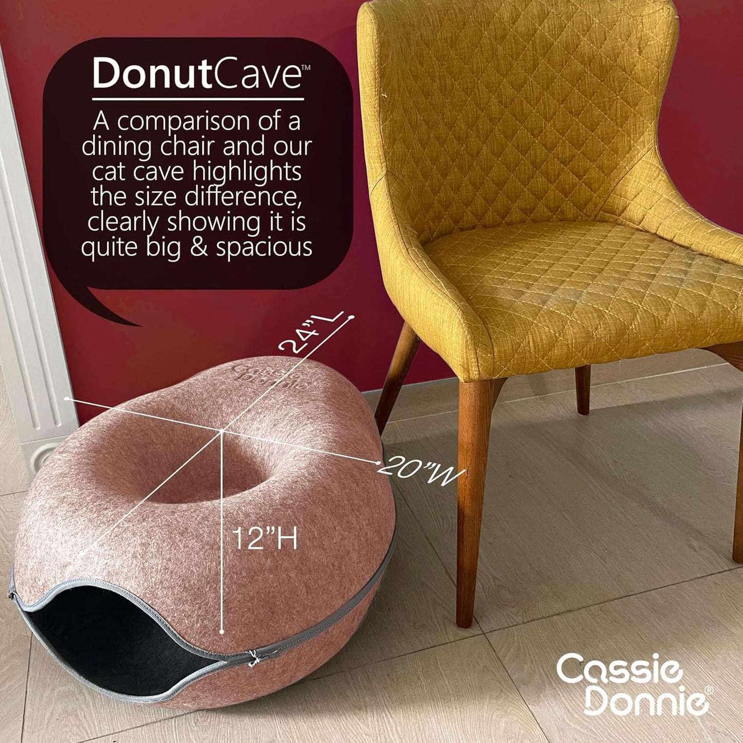 Cat Tunnel Bed for Indoor Cats, Medium Large, Donut Cave House up to 22 Lbs, Spacious for 2 Kittens (Brown) - Pet Explorer