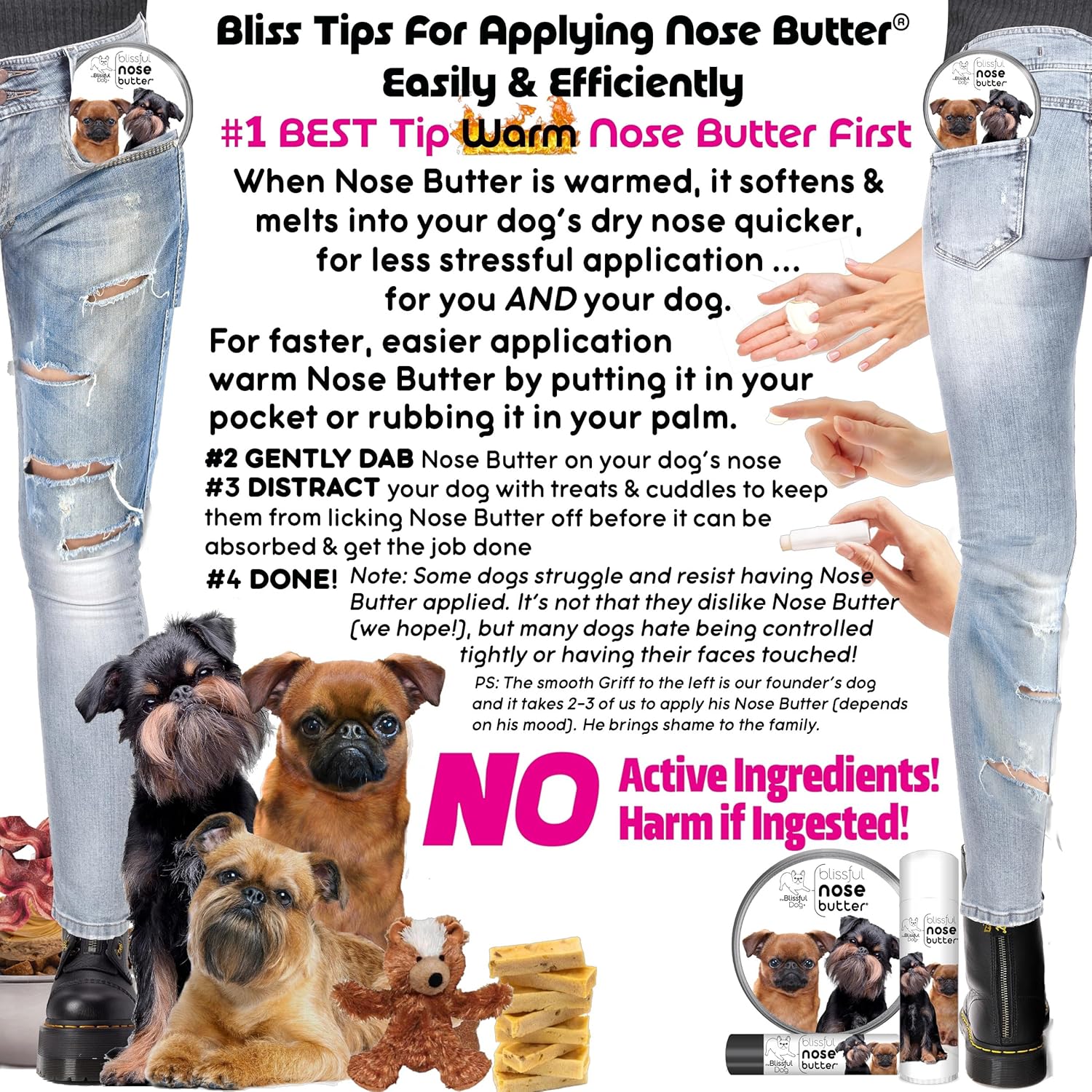 The Blissful Dog Brussels Griffon Nose Butter for Dry, Cracked Skin, Lick-Safe Dog Nose Balm with Moisturizing Shea Butter, Almond, Olive, and Essential Oils, Pet Supplies, Uncented, 0.15 oz. - Pet Explorer