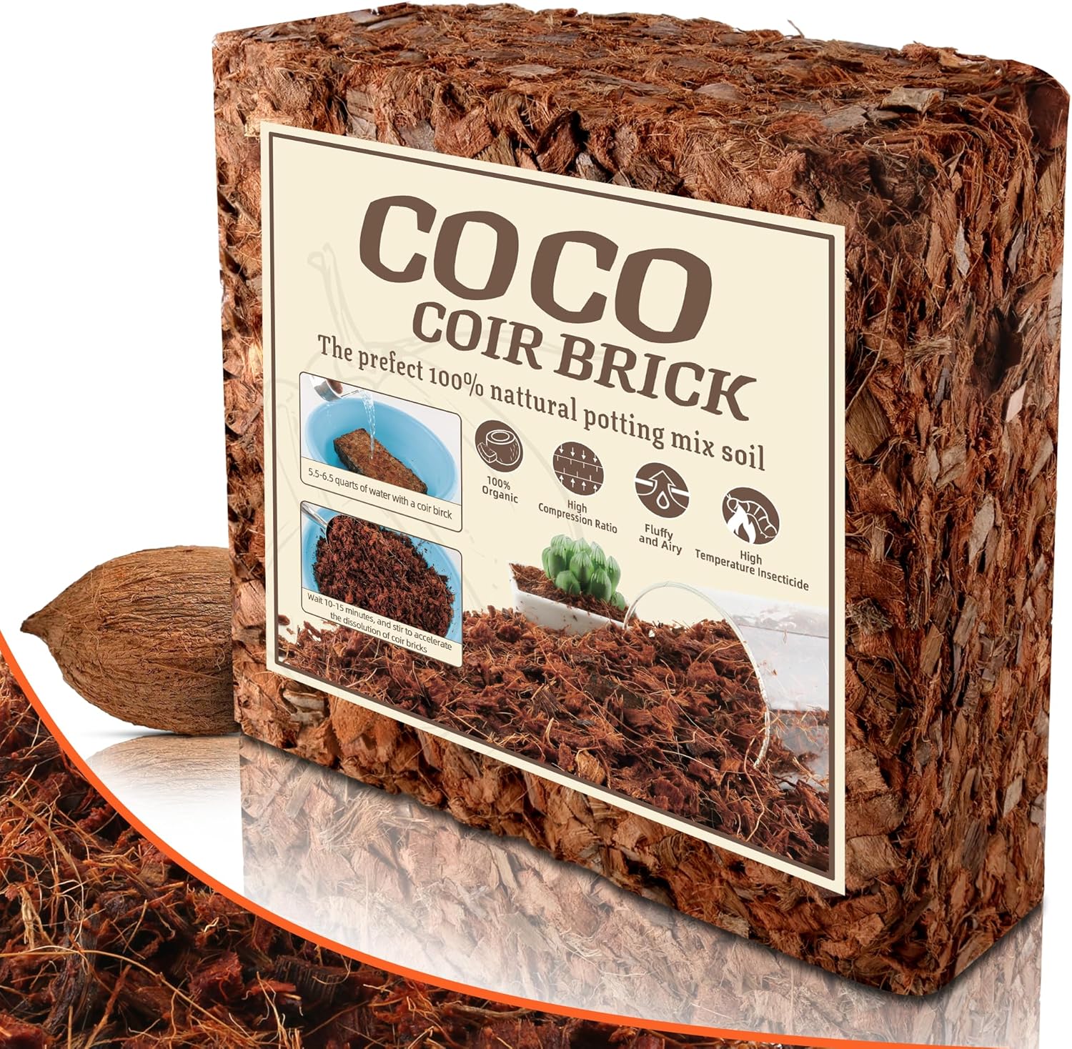 Coco Chips for Plant - 10LB Organic Coconut Husk Chips with Low EC & PH Balanced, High Expansion Coconut Substrate Coco Husk Mulch for Garden, Flowers and Reptile - Pet Explorer