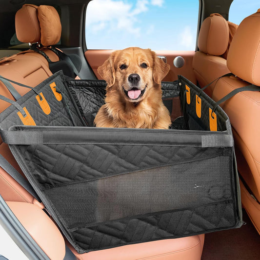 Kohree Dog Car Seat Cover for Medium Large Dogs, Hard Bottom Dog Car Seat Cover for Back Seat Waterproof 600D Car Hammock for Dogs Pet Back Seat Extender for Cars SUV Truck-Upgraded Version - Pet Explorer
